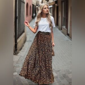 CHICWISH Maxi Skirt Animal Print Brown and Black color Size XL